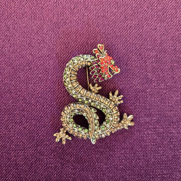 Chinese Dragon Rhinestone Brooch - Picture 5 of 5